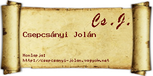Csepcsányi Jolán névjegykártya